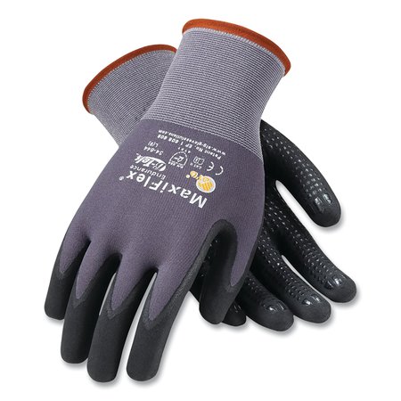 MAXIFLEX Endurance Seamless Knit Nylon Gloves, Large (Size 9), Gray/Black, Pair, 12PK 34-844/L